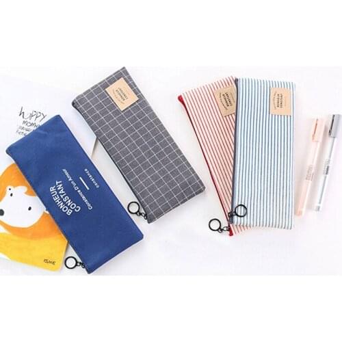 School Box Pencils Pouch Stationery Simple Canvas Pencil Case Kawaii Korean Style Pencilcase School Pen Case Supplies Pencil Bag
