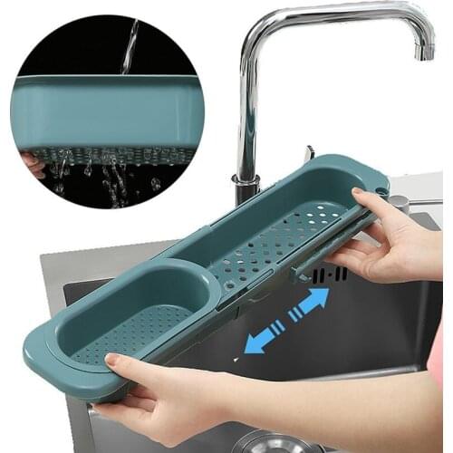 Telescopic Sink Rack Soap Sponge Holder Kitchen Sinks Organizer Adjustable Sinks Drainer Rack Storage Basket Kitchen Accessories