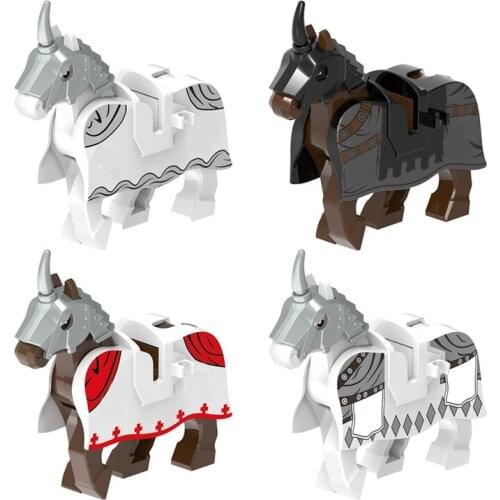 Military Animal Series Medieval Knight War Horse Scene Accessories Building Blocks Bricks Toys Christmas Gifts