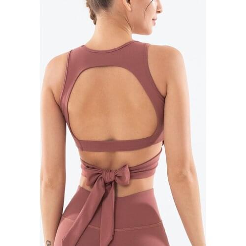 Cross border new style yoga clothes womens solid sports bra quick dry open back Yoga vest fitness running top