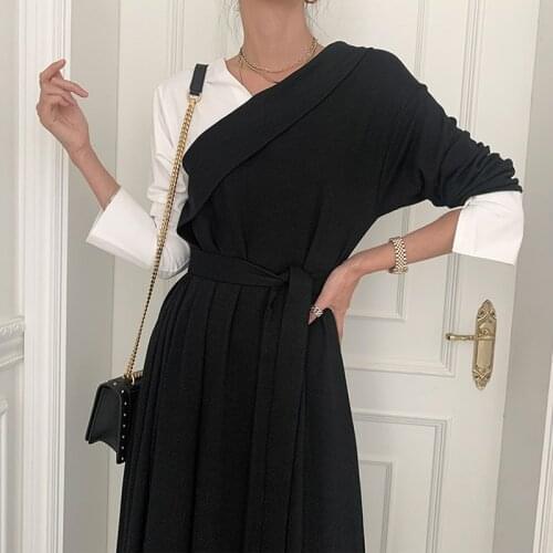Autumn Long Sleeve Luxury 2021 Vintage Runway Party Dress for Women High Waist Elegant A-Line Spring Slim French