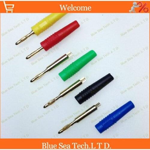 10pcs DIY 2mm banana plug,test terminal connector plug,Gold-plated copper+PVC Free Shipping