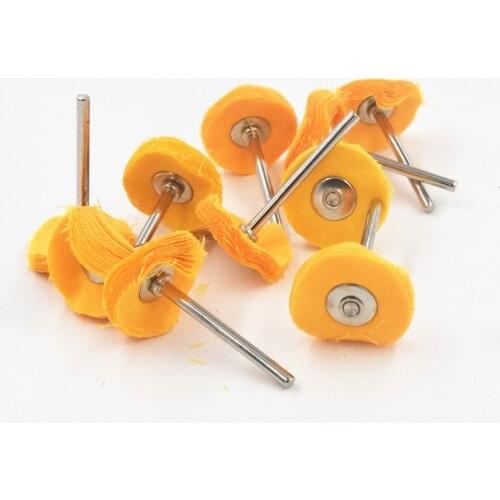 10Pcs Polishing Buffing Cloth Round Yellow Wheel Dremel Fit for Rotary Tool Accessories 25*3mm Shank Materials