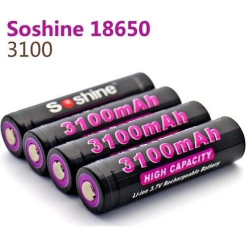 2Pcs/Lot Soshine High Quality 18650 3.7V 3100mAh Li-ion Rechargeabale Battery with Protected Board