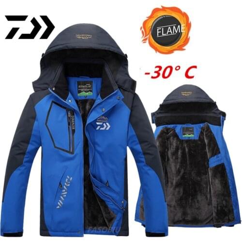 2021 Daiwa Men Women Plus Velvet Warm Thick Fishing Jacket Winter Windproof Fishing Clothes Outdoor for Sports Fishing Clothing