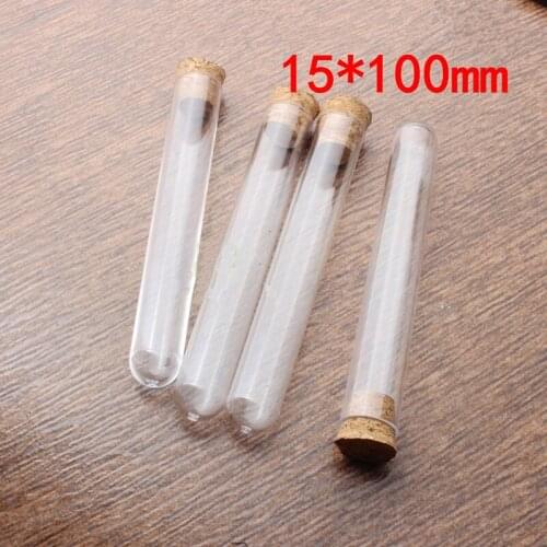 2100pcs Plastic Test Tube With Cork Stopper 4-inch 15x100mm 11ml Clear ,Food Grade Cork Approved JF