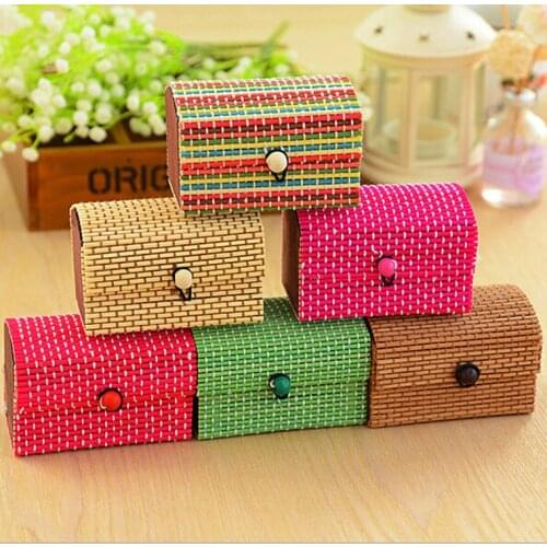 9x6x6cm Retro Bamboo Jewelry Box household Sundries Storage Box