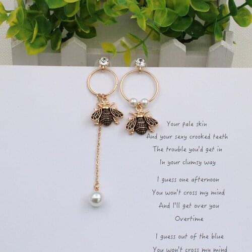 Asymmetric Imitation Pearl Long Fringe Earrings Dream Wedding Party Jewelry for Women