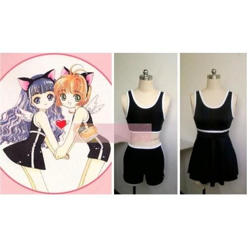 Cardcaptor Sakura Tomoyo Daidouji Sakura Kinomoto Cosplay Black Swimwear Bikini Anime Custom Made Swimsuit