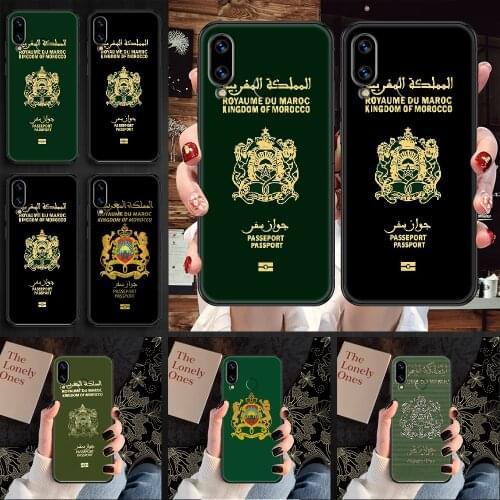 Morocco Flag Passport Phone case For Huawei Honor 6 7 8 9 10 10i 20 A C X Lite Pro Play black painting back luxury Etui pretty