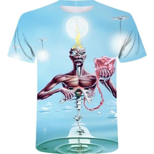 Fashion hot sale mens summer personality horror skull pattern t-shirt 3D mens short-sleeved hip-hop ghost fashion t-shirt