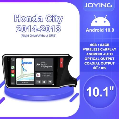 10 Inch Auto Android 10 Car Radio Stereo Head Unit 1Din Centeral Multimedia 4G Carplay OBD Right Drive For HONDA CITY 2014 2018