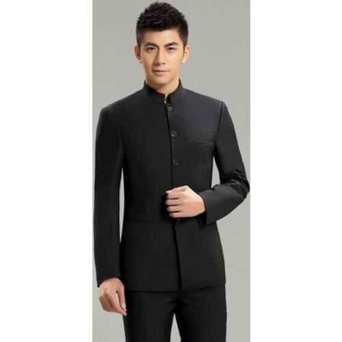 Chinese Suit Jacket Slim Fit Mandarin Collar Traditional kung fu Clothing High Quality 2018 New Fashion Male Wedding Jackets