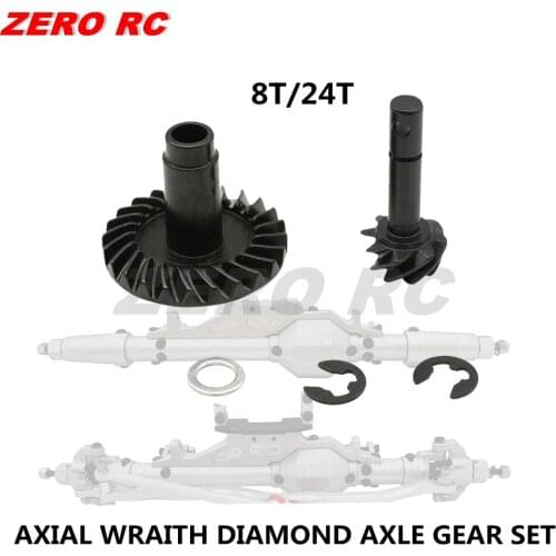 Heavy Duty 8T 24T Helical Bevel Ring Pinion Gear Set For 1/10 Axial WRAITH Metal Diamond Axles Crawler Rc Car