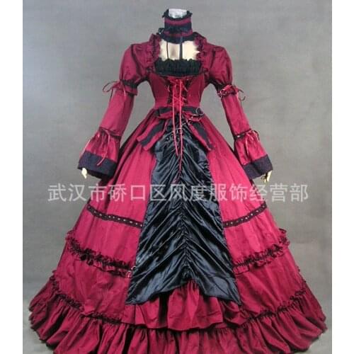 Cosplay Gothic Vintage Lolita Dress Red Wine Gothic Lolita Lolita Dress Gothic Lolita Set Harujuku Dress