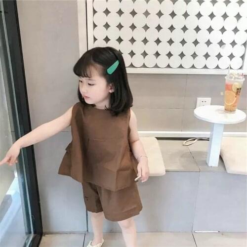 2020 Summer Baby Girls Sets Casual Korean Loose Sleeveless Vest Shorts 2pcs 2 3 4 5 6 Y Toddler Girl Clothing New Child Clothes