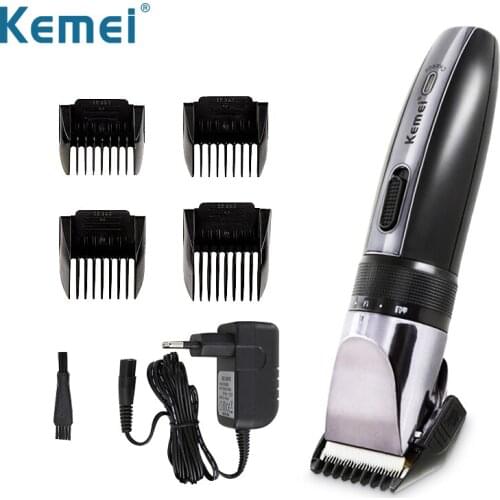 Kemei Hair Cutting Machine Cordless Pro Titanium Clippers Facial Hair Mustache Mower Low Noise Adjustable Mens Trimmer EU Plug