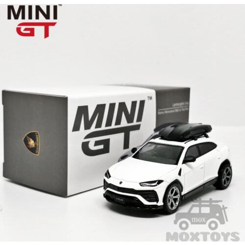 MINI GT 1:64 lambo Urus Bianco Monocerus Matt White w/ Roof Box RHD Diecast Model Car