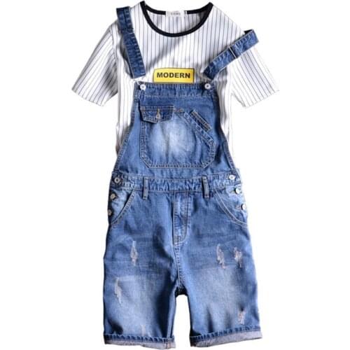 Brand 2020 New Designer Mens Shorts Jeans Pants Fashion Ripped Bib Overalls Jean Short Man Slim Fit Short Jumpsuit Size S-5XL