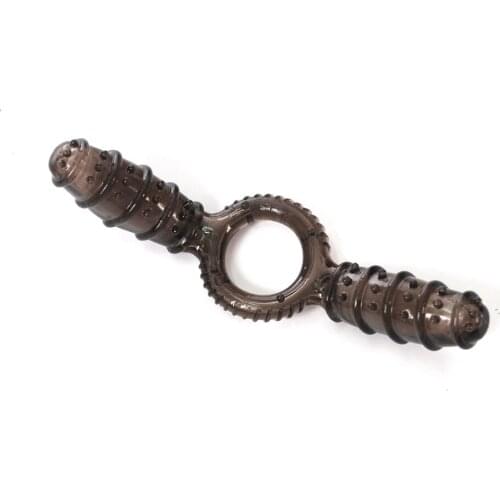 Vibrator men Shaped Stimulus Crystal Bold Condom Set Two Vibrating Penis Massage Stimulation sex toy for Male time delay ejacula