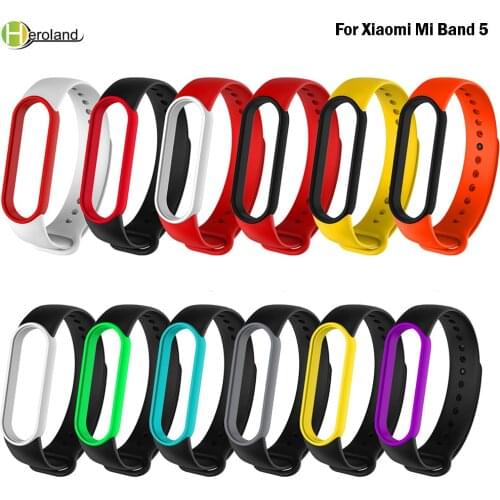 For Xiaomi Mi Band 5 soft silicone Strap Double color Accessories For Xiaomi Miband 5 Wristband watchStrap bracelet sport TPU