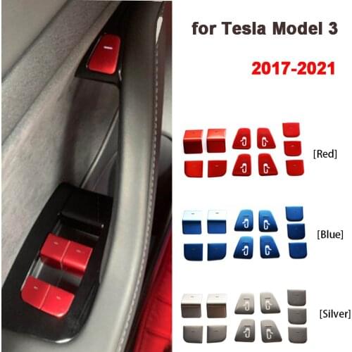 Model3 Window Lift Switch Button Door Open Panel Sticker Trim For Tesla Model 3 Y 2017-2021 ABS Plastic Interior Car Accessories