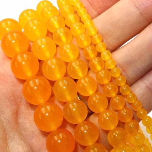 Natural Yellow Chalcedony Jades Stone Round Loose Beads For Jewelry Making Charm DIY Earrings Bracelet Material 4/6/8/10/12mm