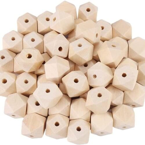 10-30MM Unfinished Geometric Polyhedron Wooden Beads Natural Faceted Loose Wood Bead For DIY Handmade Jewelry Making Accessories
