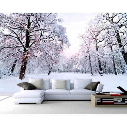 Beibehang Winter Snow Landscape Mural Wallpaper HD Elk Living Room Bedroom TV Background Decorative Background wall 3d wallpaper