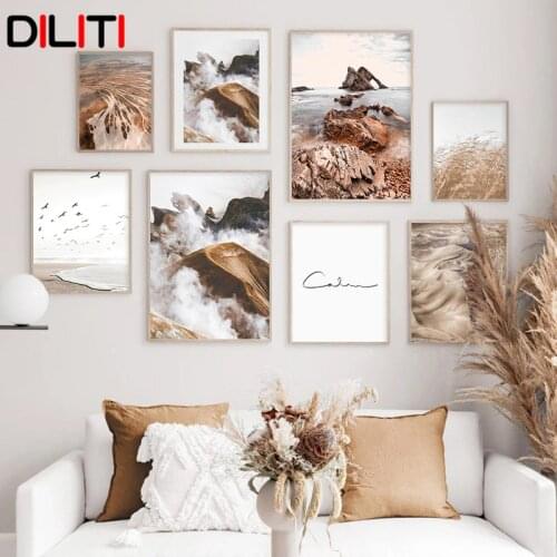 Autumn Stone Mountain Wall Art Desert Beach Canvas Painting Nordic Posters and Prints Pictures for Living Room Wall Decor