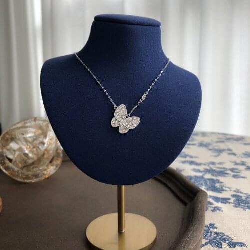925 Sterling Silver Crystal Butterfly Pendant Necklace Women Chain, New Woman Choker Necklace Fine Jewelry On The Neck