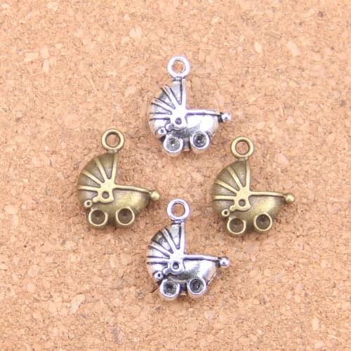 14pcs Jewelry Charms 3D baby carriage buggy pram 16x13mm Antique Silver Plated Pendants Making DIY Tibetan Silver Jewelry
