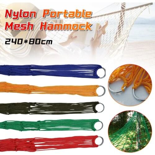 Portable Outdoor Sport Nylon Hammock Outdoor Camping Hammock Mesh Net for Garden Beach Yard Travel Garden Swing Hanging Bed