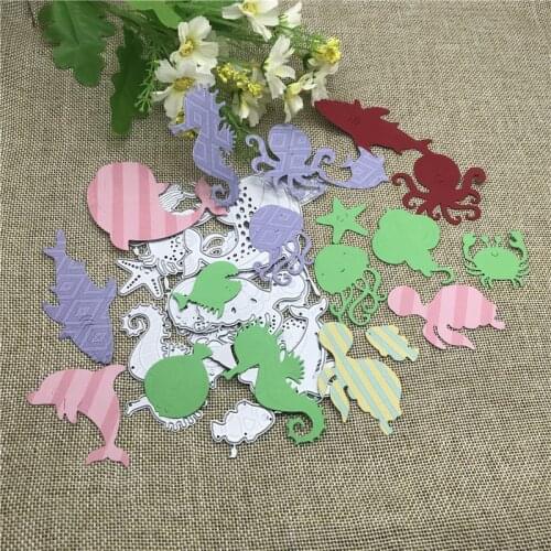 16Pcs sea life Undersea animal card Metal Cutting Dies Stencil Scrapbooking Photo Album Card Paper Embossing Craft DIY
