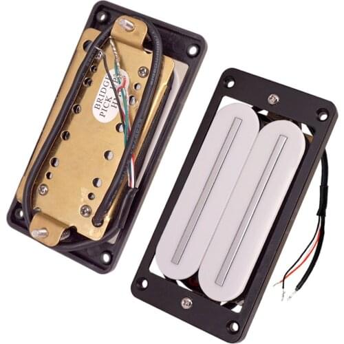 Wired Dual Rail Humbucker Pickup Neck + Bridge Pickups Set for Electric Guitar, White