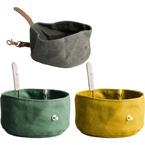 Dog Pet Folding Bow Travel Portable Dog Container Feeder Dish Food Bag Bow Dish For Dogs Cat Canvas Water Bowl For Pet Container