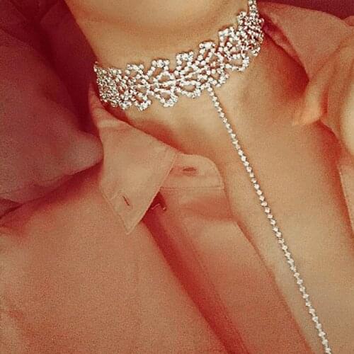 Rhinestone Choker Necklaces 2019 Statement Necklace For Women Shiny Fashion Necklace Collar Party Chunky Necklace Collier Bijoux