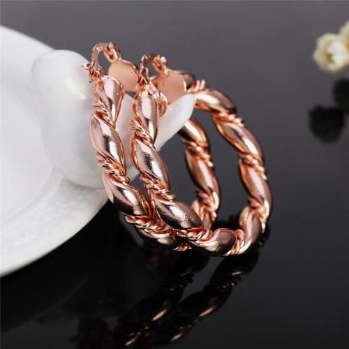 Tri-color Selection Rose Gold Wholesale High Quality Jewelry 925 jewelry silver plated Spiral Round 37X37MM Earrings