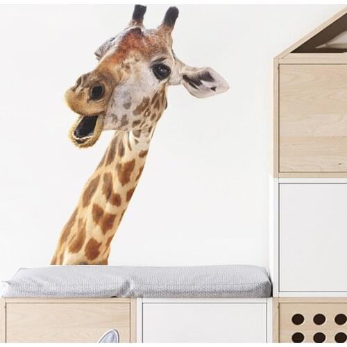 Surprised Giraffe Wall Stickers Kids room Kindergarten Wall Decor DIY Decals Art Murals PVC Sticker Room Decoration Wallpapers