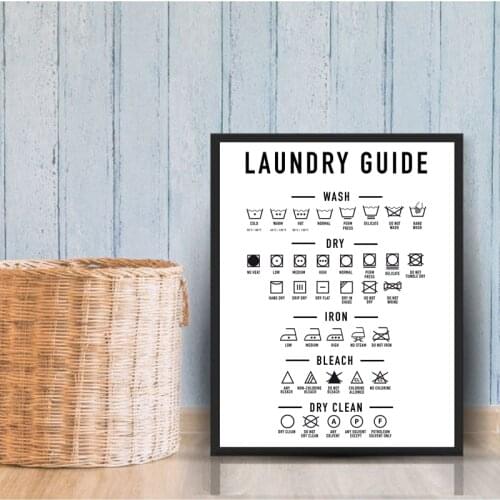 Laundry Room Decor Laundry Guide Quote Print Black White Wall Picture Modern Minimalist Poster Wall Art Canvas Painting