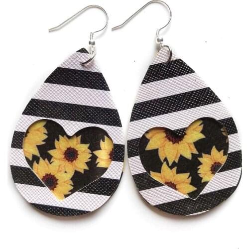 Vintage Multicolor Layered Genuine Leather Teardrop Women Earrings Double Layer Leather Drop Earring Jewelry