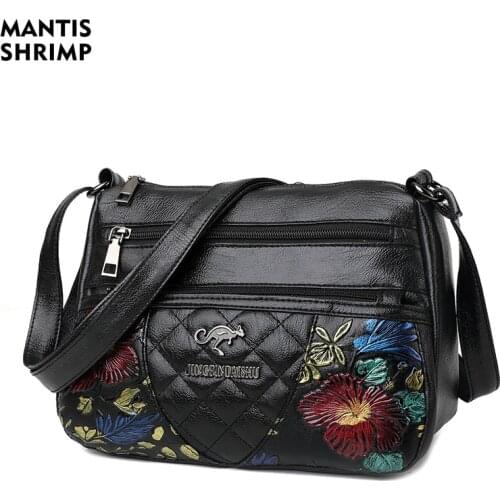 Women Bags Fashion Shoulder Bags Vintage Handbag PU Leather Messenger Bags Designer Floral Totes for Girls Reto Crossbody Bag