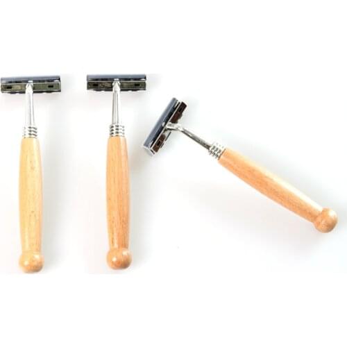 1pc Men Shaver Wood Handle Razor Safety Manual Razor Double Edge Razor Face Razor Hotel Twin Blades Shaving Razor Hotel Supplies