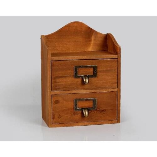 1PC Household Storage Organizer Decoration Wood Cosmetic Box Vintage Wooden Storage Case Drawer Makeup Storage Box JL 0946