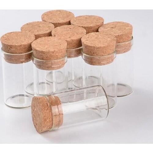 10ml Small Test Tube with Cork Stopper Glass Spice Bottles Container Jars 24*40mm DIY Craft Transparent Straight Glass Bottle
