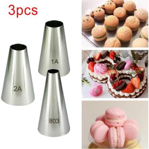 3pcs Large Size Round Metal Cake Cream Decoration Tip Stainless Steel Piping Icing Nozzle Pastry Tool Baking Tools #1A #2A #3A