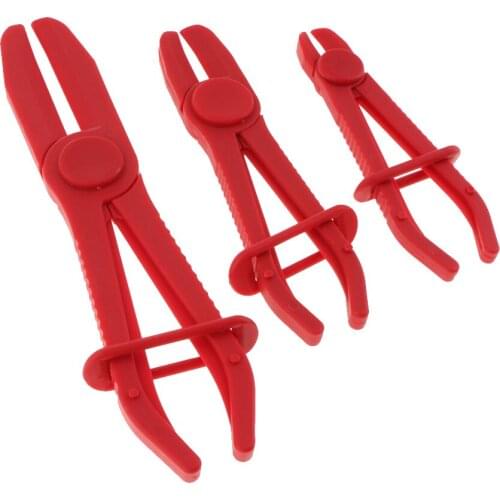3Pcs Portable Nylon Hose Pipe Clamp Set DIY Auto Car Repair Tool Car Tubing Clamp Tool Fuel Oil Water Hose Clamp Red 250x105mm