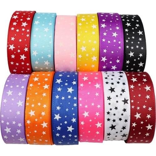 5 Yards 25mm Stars Printed Grosgrain Ribbons For Christmas Wedding Party Decoration Gift Packing DIY Sewing Handmade Crafts