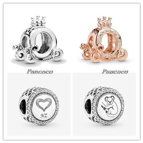 925 Sterling Silver Bead Charm Polished Crown O Carriage Charm Fit Pandora Bracelets & Necklace Women Diy Jewelry