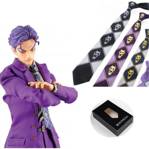 Japanese Anime JoJo Bizarre Adventure Cosplay Tie KILLER QUEEN Heavens Door Kira Yoshikage Props Skull Jacquard Neck Tie